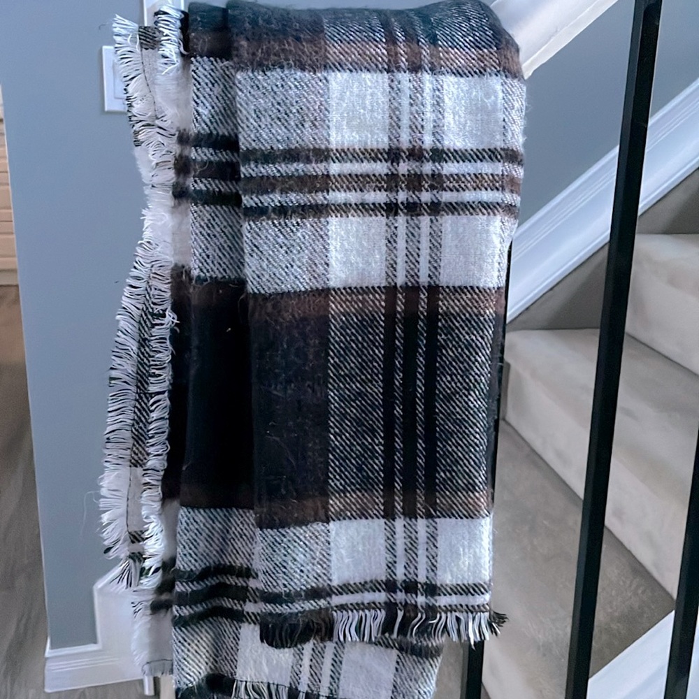 Plaid blanket scarf
